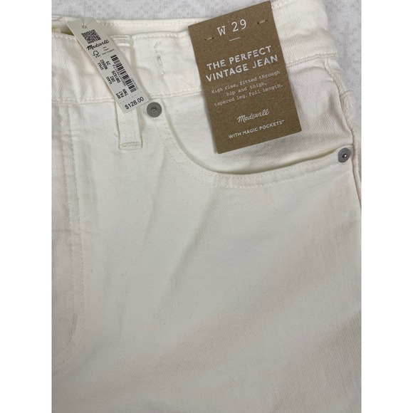 NWT Madewell The Perfect Vintage Jean W29 Ivory‎ White High Rise Denim Raw Hem - Picture 4 of 11